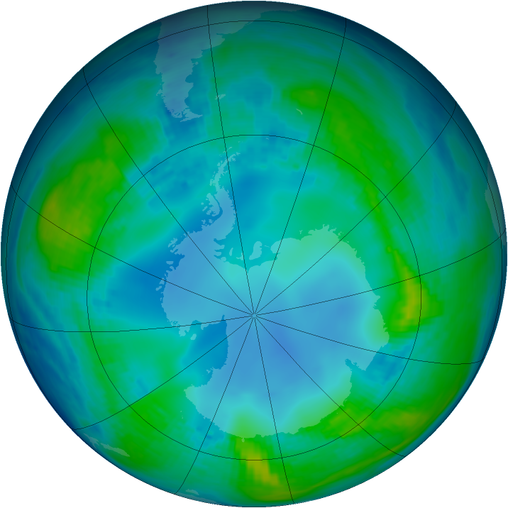 Antarctic ozone map for 13 May 1985